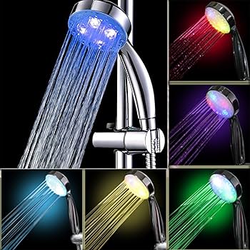 Handheld 7 Color Changing LED Light Water Bath Home Bathroom Shower Head Glow