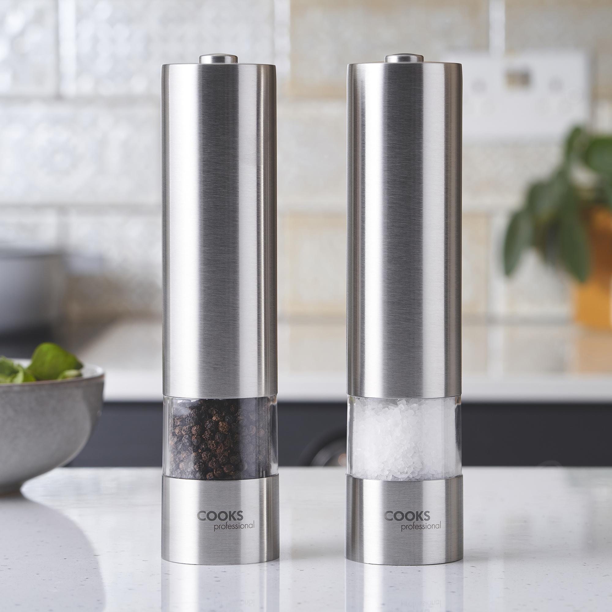 You and Me Salt or Pepper Mills With Electric Dispenser In Stainless Steel